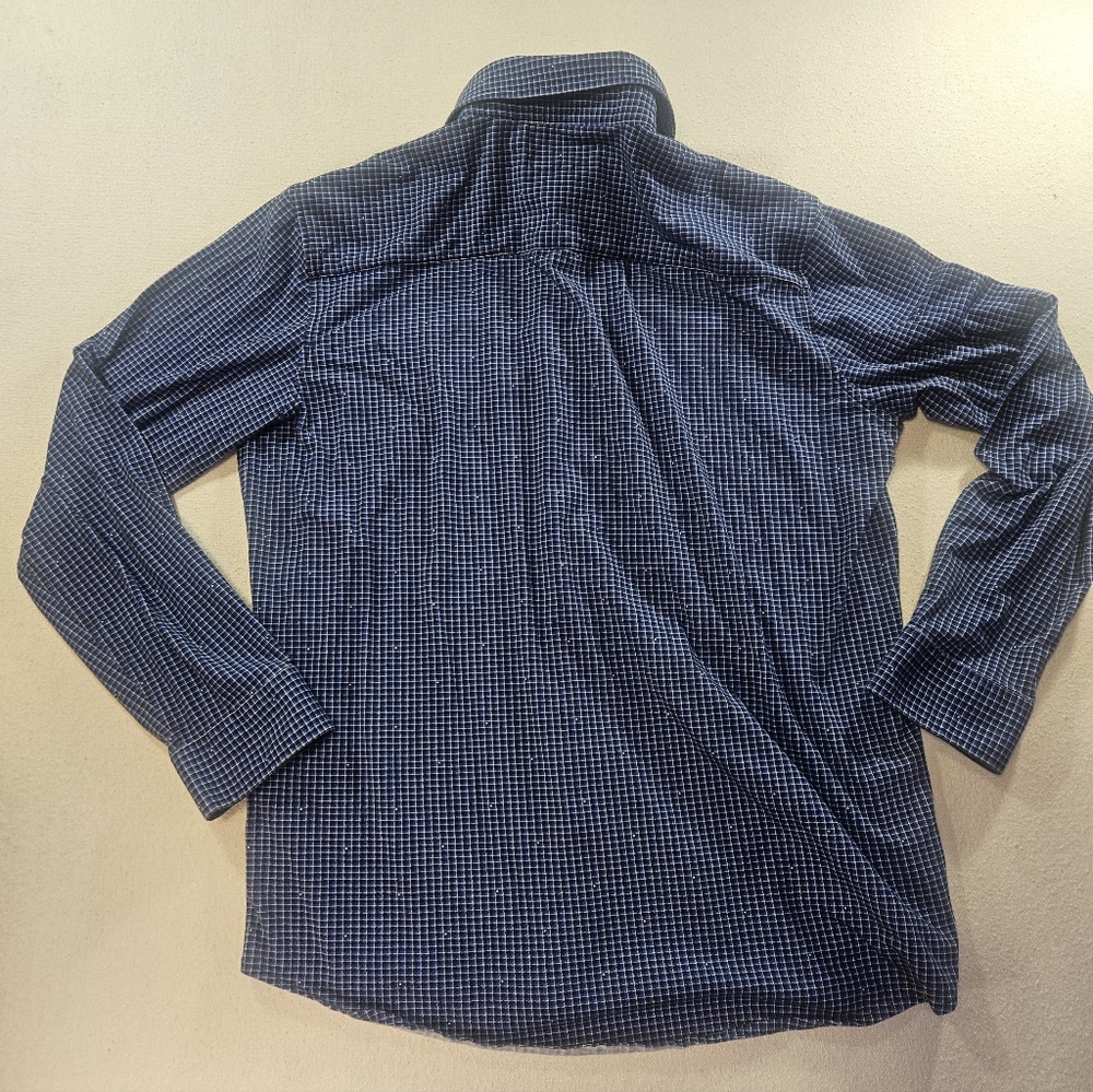 Buttercloth XL Button Down Shirt Blue Micro-Check - Picture 8 of 8
